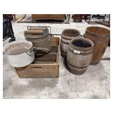 Nail Kegs, Advertising Crates, Vtg Mop Bucket.