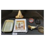 Haeger Dish, Las Vegas Riviera & Hilton Ashtrays.