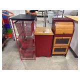 Rustic Pine Bread Cabinet, Waste Bin, Wire Rack.