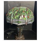 Slag Glass Tiffany Style Dragonfly Table Lamp.