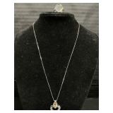 14K White Gold Ring, Necklace & Diamond Pendant.