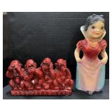 Chalkware Disney Snow White, 4 Monkeys Figurine.