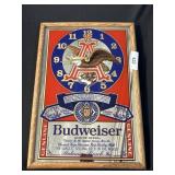 Budweiser Beer Adv Clock Mirror Sign.