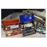 Toolboxes w/ Tools, Fishing Tackle Box.