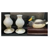 Magnetic Decoy Box, Milk Glass Lamps.