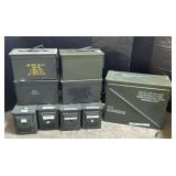 9 Metal Ammunition Boxes.