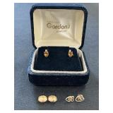 14Kt Gold, Diamond, Topaz, & Cameo Earrings.