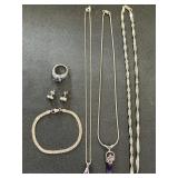 Sterling Silver & Amysthst Jewelry.