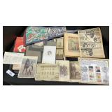 Ephemera, B&W Photos, Post Cards, Comics.