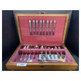 WM. Rodgerï¿½s AI Plus Flatware Set W/ Wooden Case