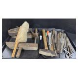 Files, Brush, Wooden Clamps.