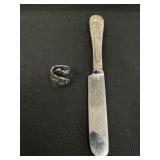 Sterling Silver Knife & Gorham Ring.