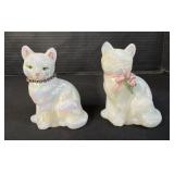 2 Fenton Iridescent Cat Figures.