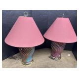 2 Pink Murano Glass Lamps.