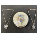 Sterling Silver Vanity Box, Necklaces, Turquoise.