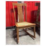 Vtg-Style Wooden Rocking Chair w/Caned Seat.