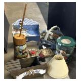 Small Painted Bench, Butter Churn, Goose.