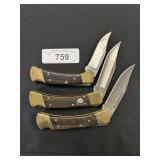 2 Buck 110 & 1 Buck 112 Pocket Knives.
