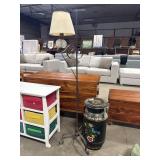 Vtg Rolled Steel Floor Lamps, Folk Painted Steel