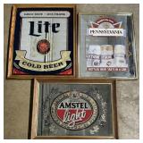 Beer Advertising Mirrors, Keystone, Miller, Amstel