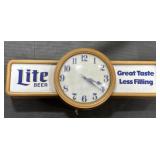 Miller Lite Beer Advertising Lighted Clock.