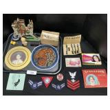 Vintage Beauty Products, Military Patches, Wall
