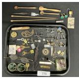 Cuff Links, Glasses, Tie Clips, Keys, Stamps.