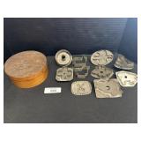 Vintage Metal Cookie Cutters, Wooden Pantry Box.