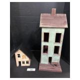 Primitive Wooden House & Lighted House Decor.