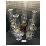 5 Vintage Hurricane Oil Lamps.