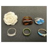 14K White Gold & Diamond, Sterling Silver, Rings.