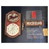 Strohs & Michelob Beer Advertising Clock & Sign.