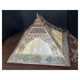 Slag Glass Hanging Light Fixture.