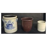 3 Crocks- Rowe Pottery Stoneware Crock.