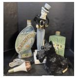 Lot Of Empty Decanters & Beer Taps.