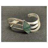 Sterling Silver & Aventurine Cuff Bracelet.