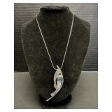 Sterling Silver & Aquamarine Pendant & Necklace.