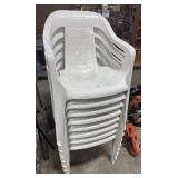 (8) Plastic Patio Chairs.