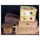 Wooden Boxes, Sewing Caddy, Tin.