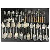 Flatware, Wood And Antler Carved Handle Forks.
