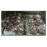 Plum Purple Stemmed Glasses & Bowl Set.