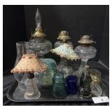 Lot Of Hurricane Lamp Bases & Railroad Conductors.