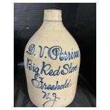 Rare 19th C. New Jersey Stoneware Script Jug.