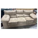 Clean, Cushy Beige Microfiber Sofa.