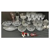 Depression Glass, Etched Glass, Bowls, Glasses.