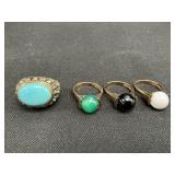 14K Gold, Turquoise & 3 Sterling Silver Spin