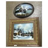 2 Antique Reverse Painted Glass Paintings.