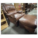 Bradington Young Faux Leather Armchair & Ottoman.