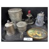 Candlestick Holder, Bucket, Pitcher, Still Life