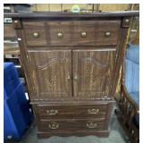 Vtg Dark Oak Veneer Armoire.